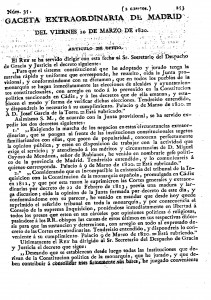 1820-03-10 Real Decreto suprimiendo el tribunal de la Inquisición