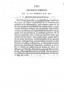 1812-01-24 Decreto CXXVIII, Abolición de la pena de horca
