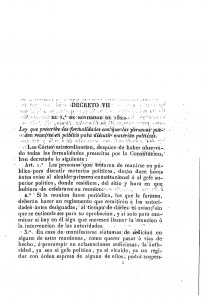 1822-11-01 Decreto VII, Ley que prescribe las formalidades con que las personas pueden reunirse en público para discutir materias políticas_Página_1