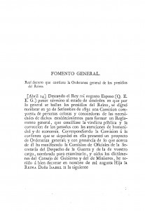 1834-04-14 Real Decreto, que contiene la Ordenanza general de los presidios del Reino_Página_01