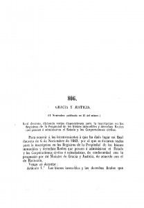 1864-11-11 Real Decreto, dictando varias disposiciones para la inscripción en los Registros de la Propiedad de los bienes inmuebles y derechiles_Página_1