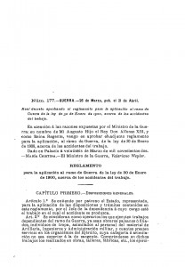 1902-03-26 Real Decreto, aprobando el reglamento para la aplicación al ramo de Guerra de la ley de 30 de enero de 1900, acerca de los accidentes de trabajo_Página_1