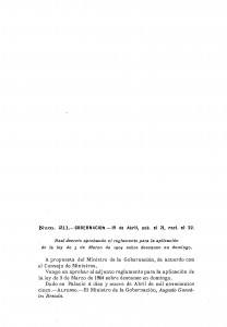1905-04-1905 Real decreto, aprobando el reglamento para la aplicación de la ley de 3 de Marzo de 1904 sobre descanso en domingo_Página_1