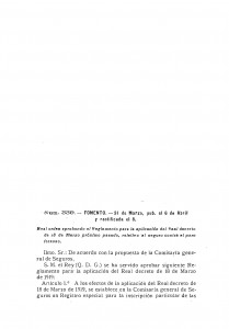 1919-03-31 Real Orden, aprobando el Reglamento para la aplicación del Real decreto de 18 de marzo próximo pasado, relativo al seguro contra el paro forzoso_Página_01