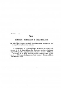 1849-05-20 Real decreto, aprobando el reglamento que se acompaña para los inspectores de instrucción primaria_Page_01