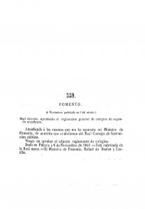 1861-11-06 Real Decreto, aprobando el reglamento general de colegios de segunda enseñanza_Page_01