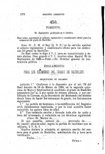 1885-09-30 Real orden,  aprobando el adjunto Reglamento y cuestionario oficial para los exámenes del grado de Bachiller_Página_01