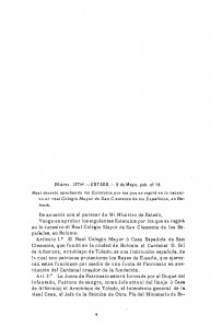 1916-05-08 Real Decreto, aprobando los Estatutos por los que se regirá en lo sucesivo el Real Colegio de San Clemente de los Españoles, en Bolonia_Page_1
