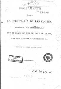 1822 REGLAMENTO GOBIERNO INTERIOR SECRETARIA CORTES